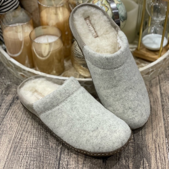 Sorel Shoes - Sorel Women's Nakiska Scuff Slipper Indoor & Outdoor Gray Suede & Felt